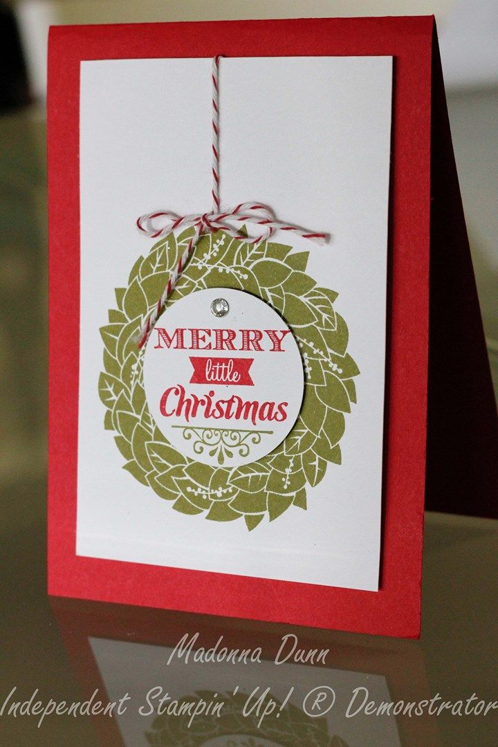 クリスマスカラーとリースのデザインがキュート 手作りクリスマスカード参考例